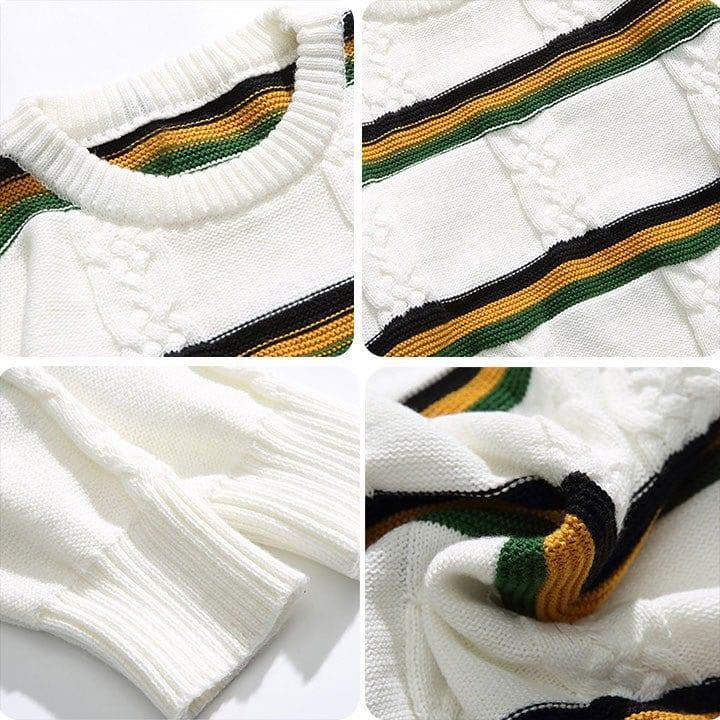 Tntwear® Street Style Striped Cable Knit Sweater - tntwear1