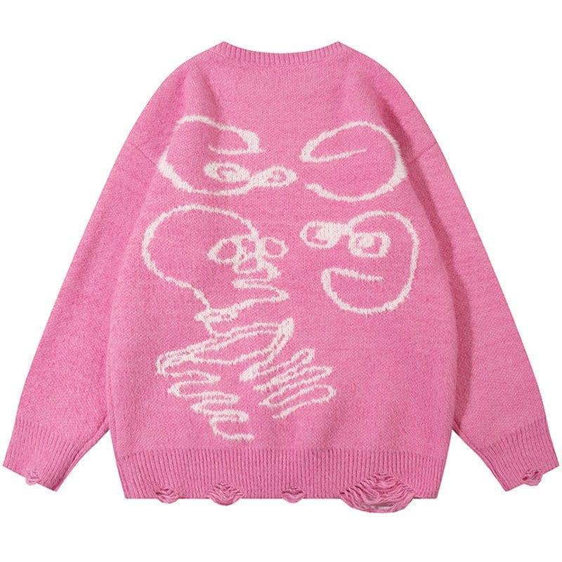 Tntwear® Oversize Funny Skull Jacquard Sweater - tntwear1