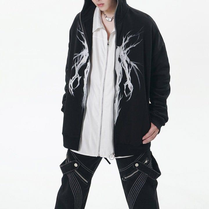 Tntwear® Gothic Black Full Zip Graphic Hoodie - tntwear1