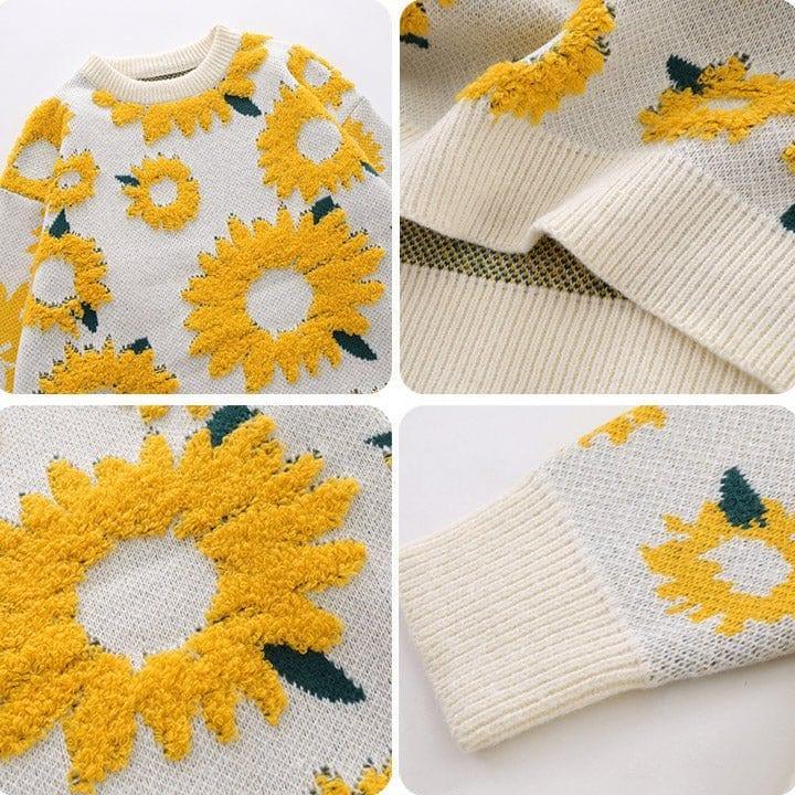 Tntwear® Fall Knit Sweater Flocked Sunflower - tntwear1