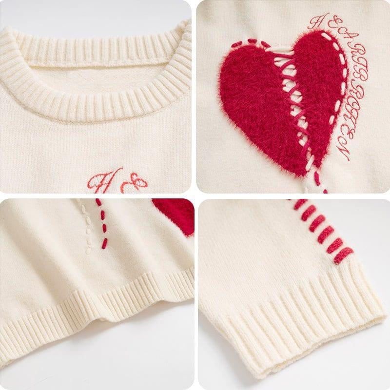 Tntwear® Cozy Knit Sweater Flocked Heart - tntwear1