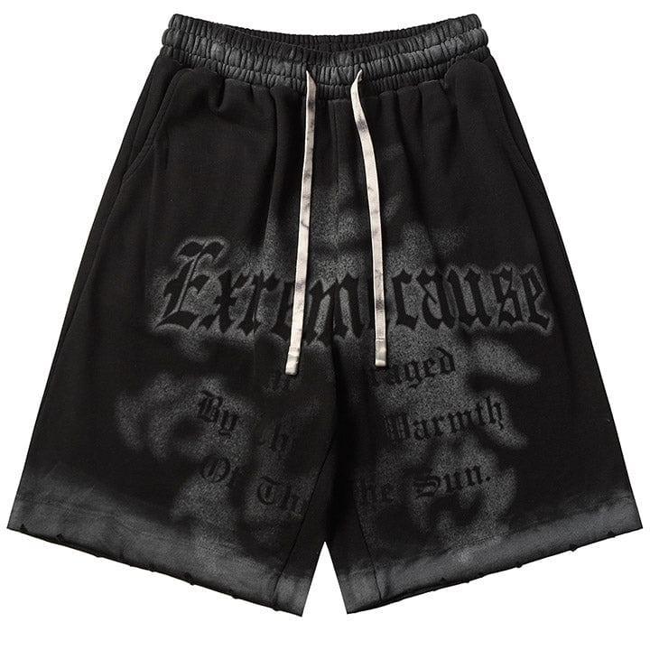 Tntwear® Distressed Tie-Dye Letter Shorts - tntwear1
