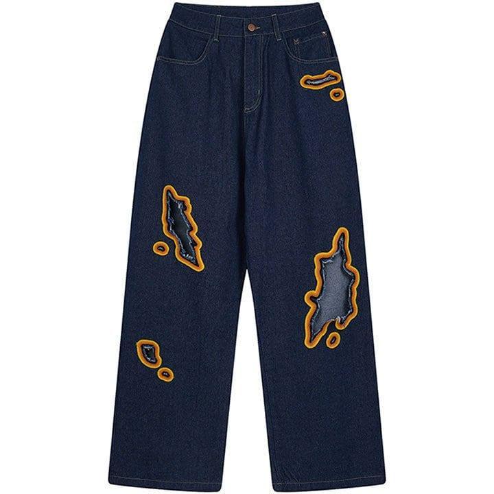 Tntwear® Baggy Straight Leg Jeans Flame - tntwear1