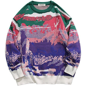Tntwear® Unique Knitted Sweater Pixel Color Block - tntwear1