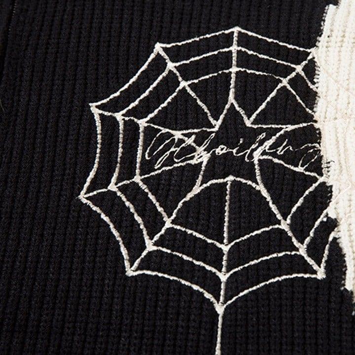 Tntwear® Zipper Knit Sweater Spider Web - tntwear1