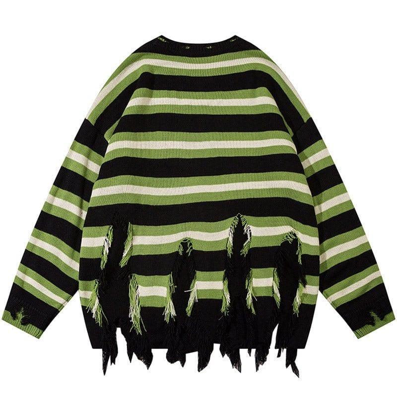 Tntwear® Fringed Striped Pullover Sweater Star - tntwear1