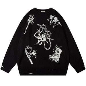 Tntwear® Oversize Knit Sweater Star Pattern - tntwear1