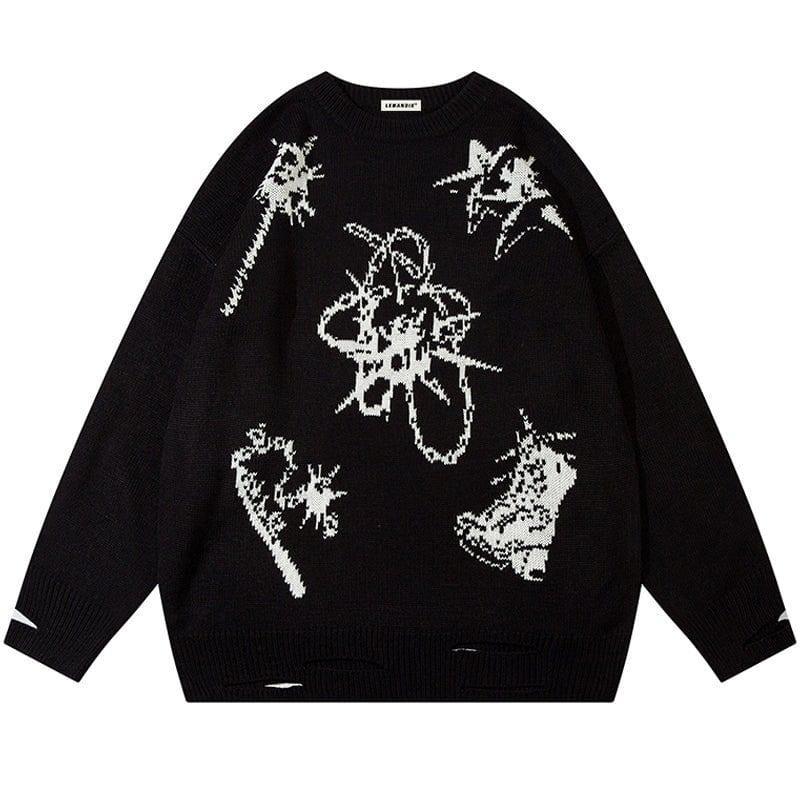 Tntwear® Oversize Knit Sweater Star Pattern - tntwear1