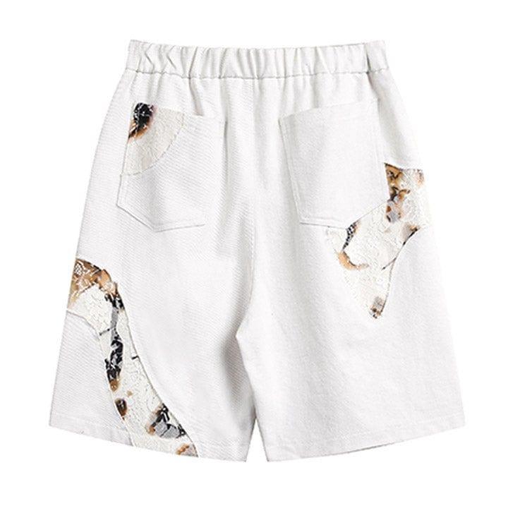 Tntwear® White Flame Patchwork Shorts - tntwear1