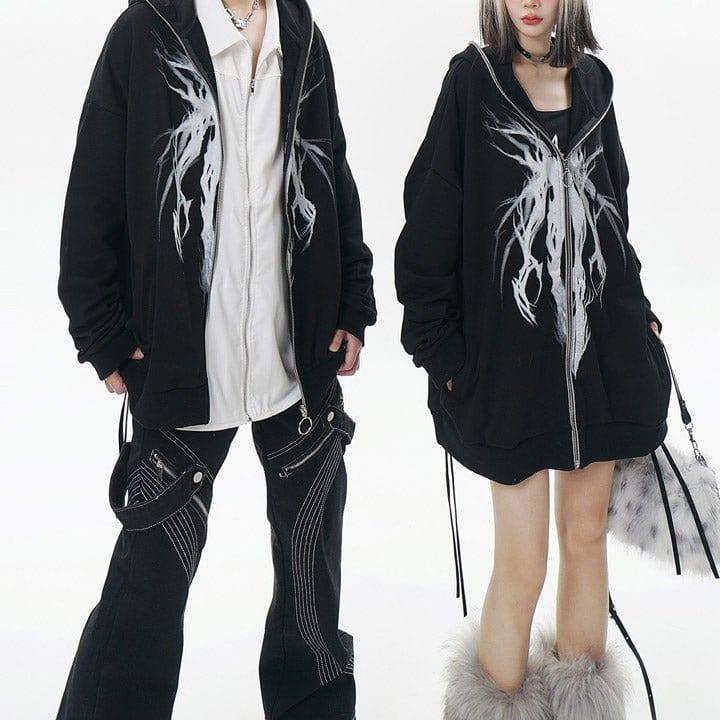 Tntwear® Gothic Black Full Zip Graphic Hoodie - tntwear1