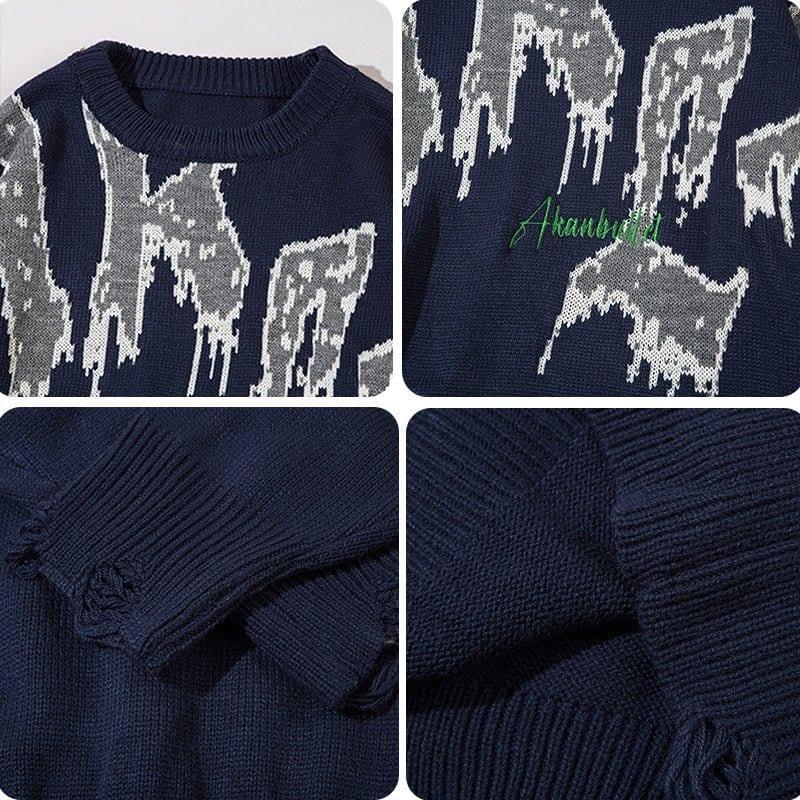 Tntwear® Casual Jacquard Ripped Knit Sweater - tntwear1