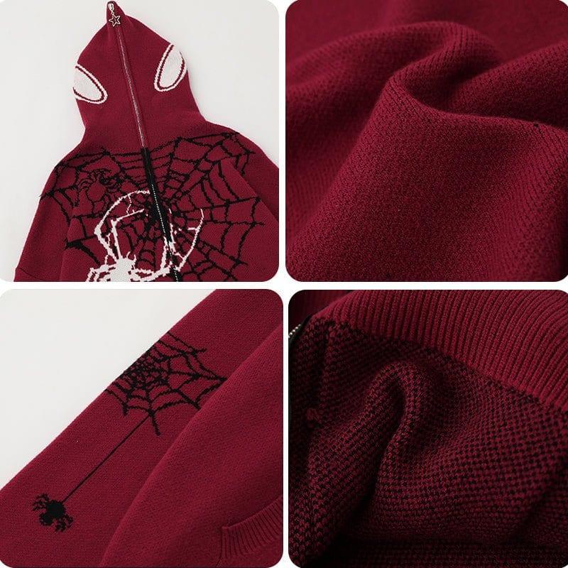 Tntwear® Gothic Hooded Knit Sweater Spider Web - tntwear1