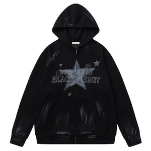 Tntwear® Star Print Zip-Up Hoodie - tntwear1