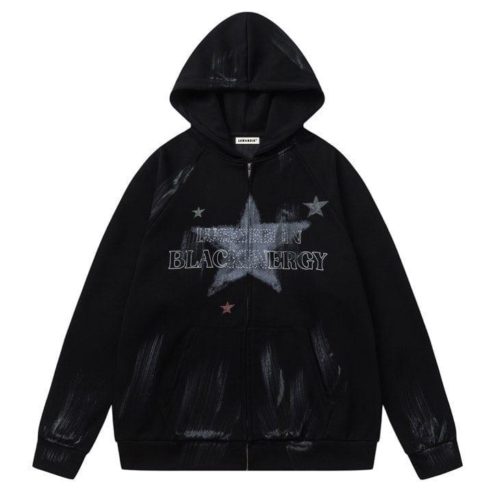 Tntwear® Star Print Zip-Up Hoodie - tntwear1