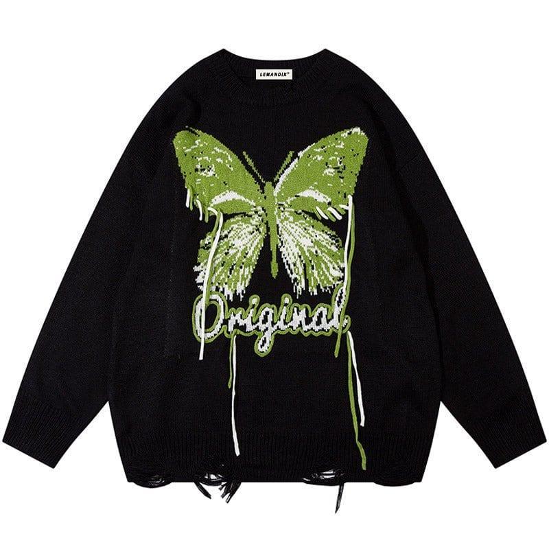 Tntwear® Distressed Y2K Knit Sweater Butterfly - tntwear1