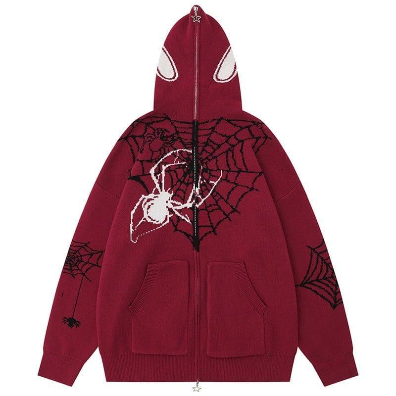 Tntwear® Gothic Hooded Knit Sweater Spider Web - tntwear1