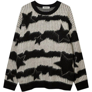 Tntwear® Cozy Mohair Knit Sweater with Chunky Star - tntwear1