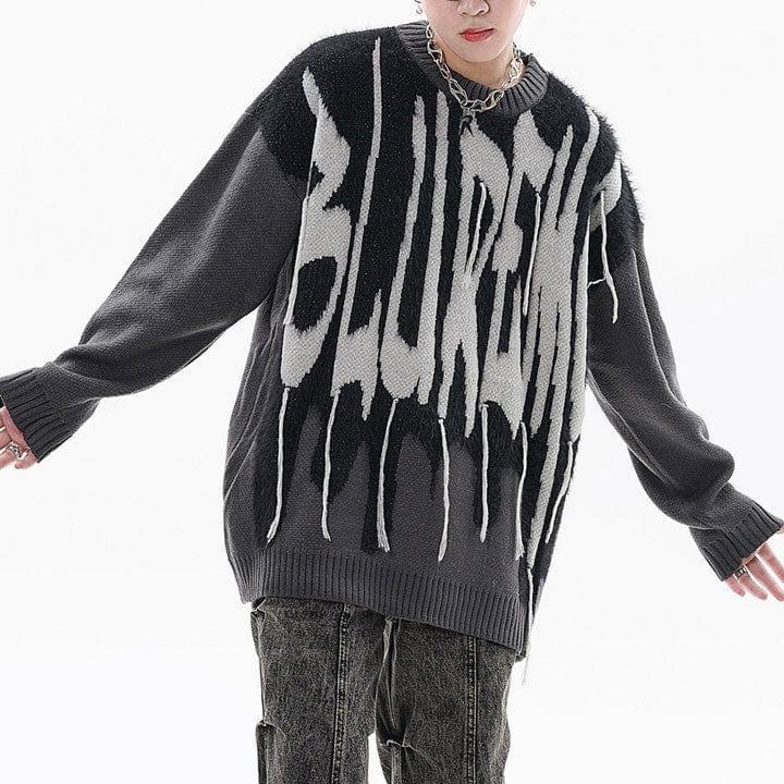 Tntwear® Crew Neck Knit Sweater Letter - tntwear1