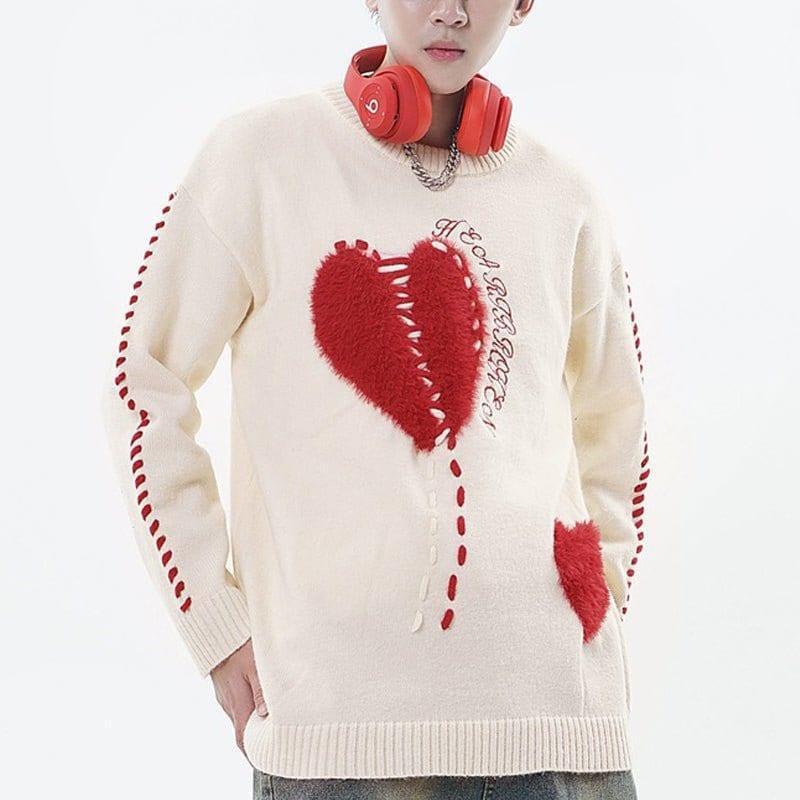 Tntwear® Cozy Knit Sweater Flocked Heart - tntwear1
