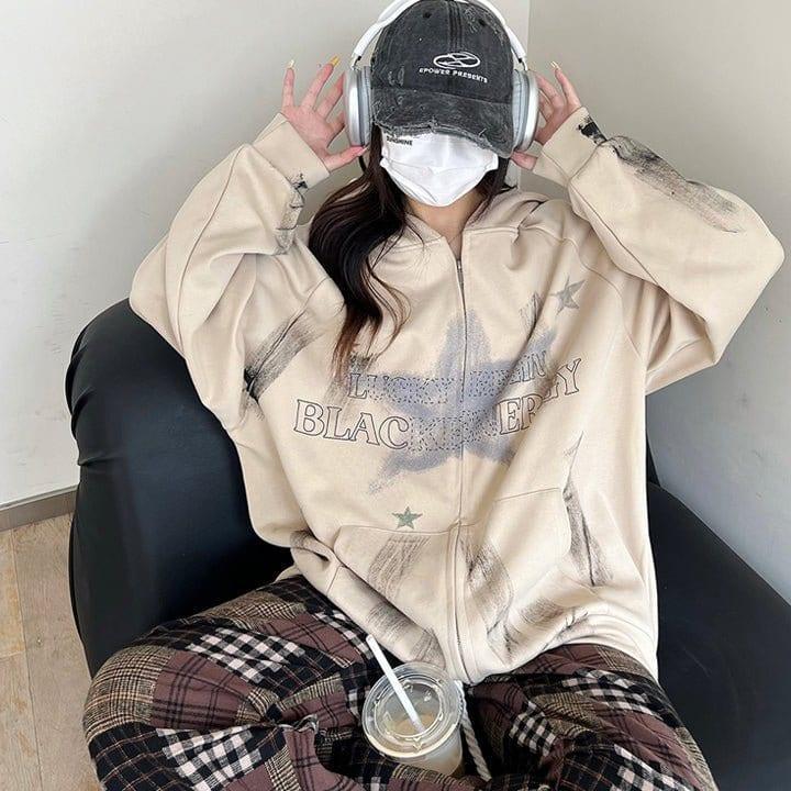 Tntwear® Star Print Zip-Up Hoodie - tntwear1