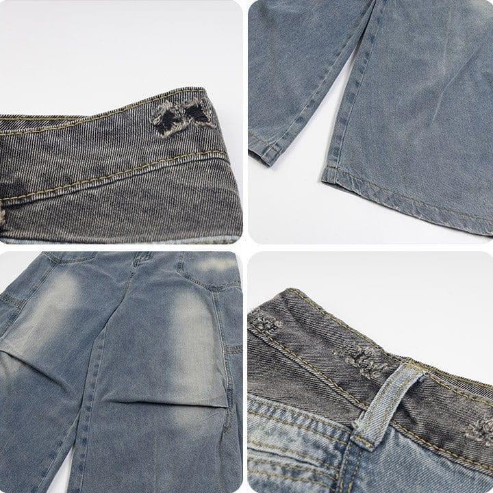 Tntwear® Faded Wash Jeans Side Pleated - tntwear1