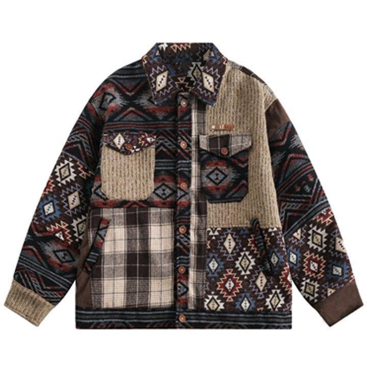 Tntwear® Retro Plaid Patchwork Jacket - tntwear1