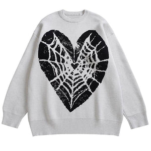 Tntwear® Knitted Sweater Spider Web Heart - tntwear1