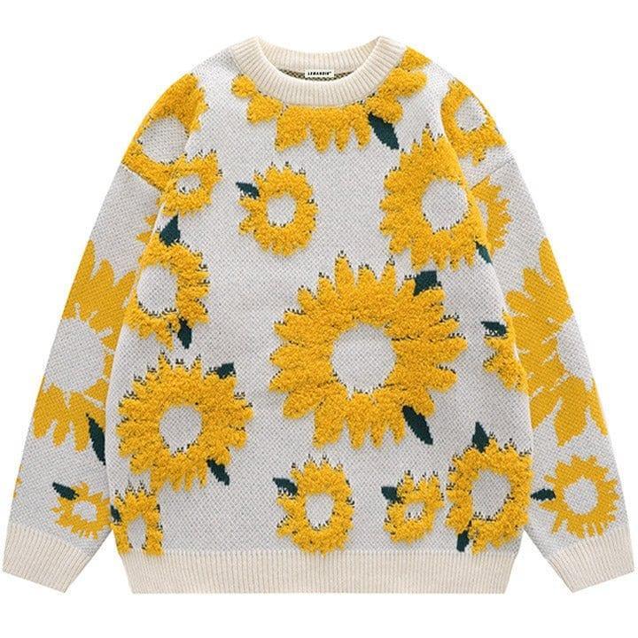 Tntwear® Fall Knit Sweater Flocked Sunflower - tntwear1