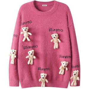 Tntwear® Mohair Knit Sweater with Bear - tntwear1