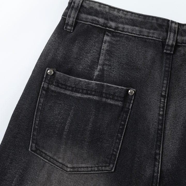 Tntwear® Baggy Washed Jeans Pleated Patchwork - tntwear1