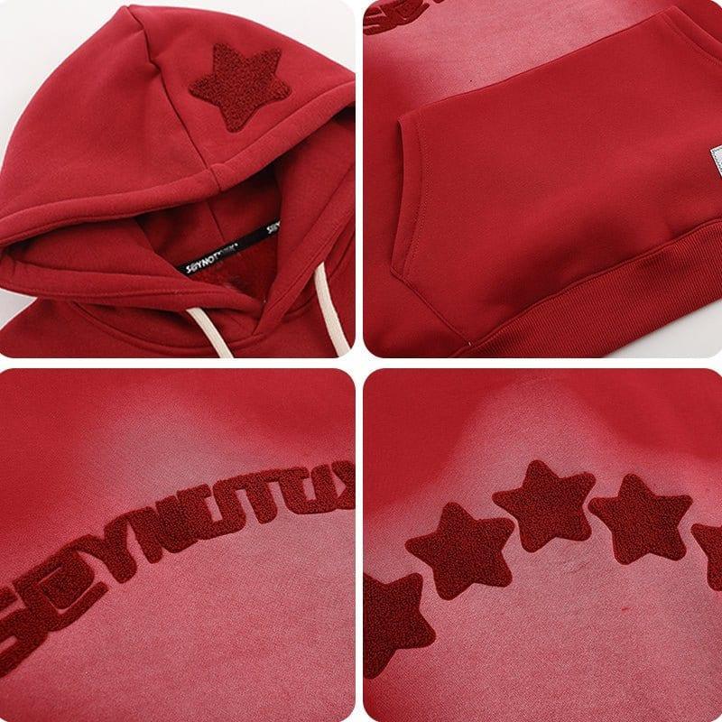 Tntwear® Stylish Fleece Hoodie Star Print - tntwear1