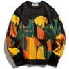 Tntwear® Japanese Knitted Sweater Abstract Cat - tntwear1