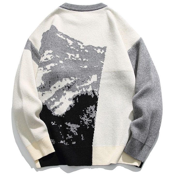 Tntwear® Crew Neck Jacquard Sweater Snow Mountain - tntwear1
