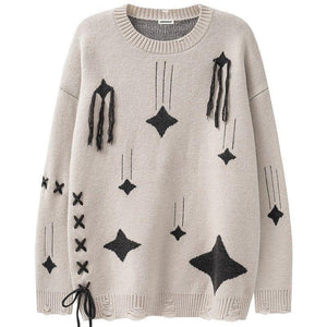 Tntwear® Ripped Knit Sweater Falling Stars - tntwear1