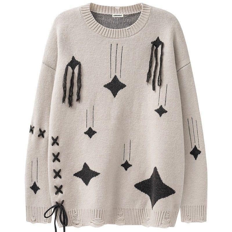 Tntwear® Ripped Knit Sweater Falling Stars - tntwear1