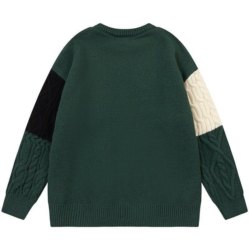 Tntwear® Color Block Cable Knit Sweater - tntwear1