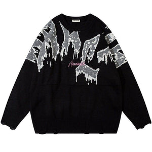 Tntwear® Casual Jacquard Ripped Knit Sweater - tntwear1