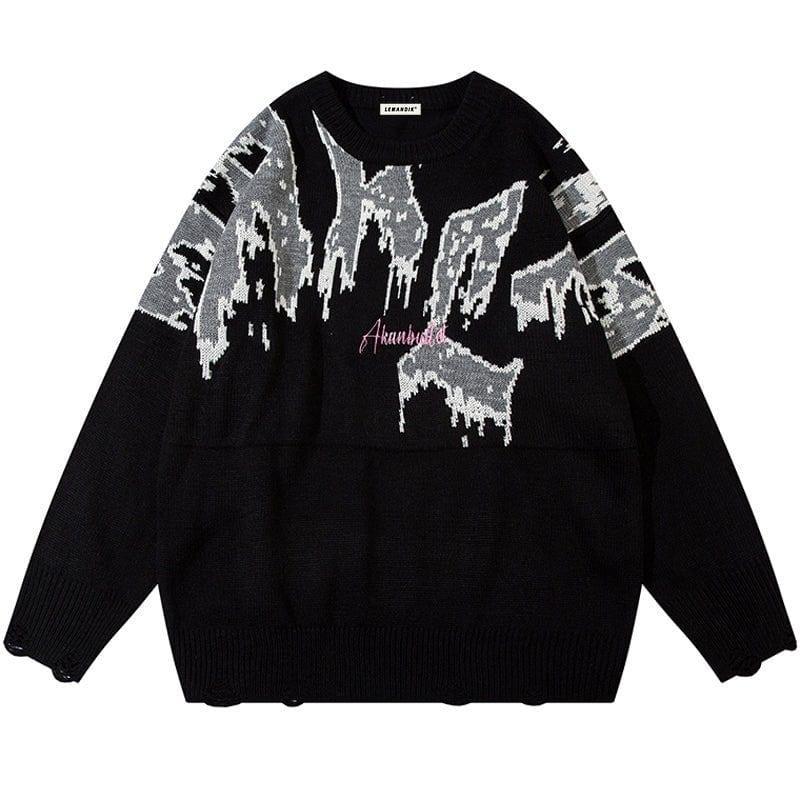 Tntwear® Casual Jacquard Ripped Knit Sweater - tntwear1
