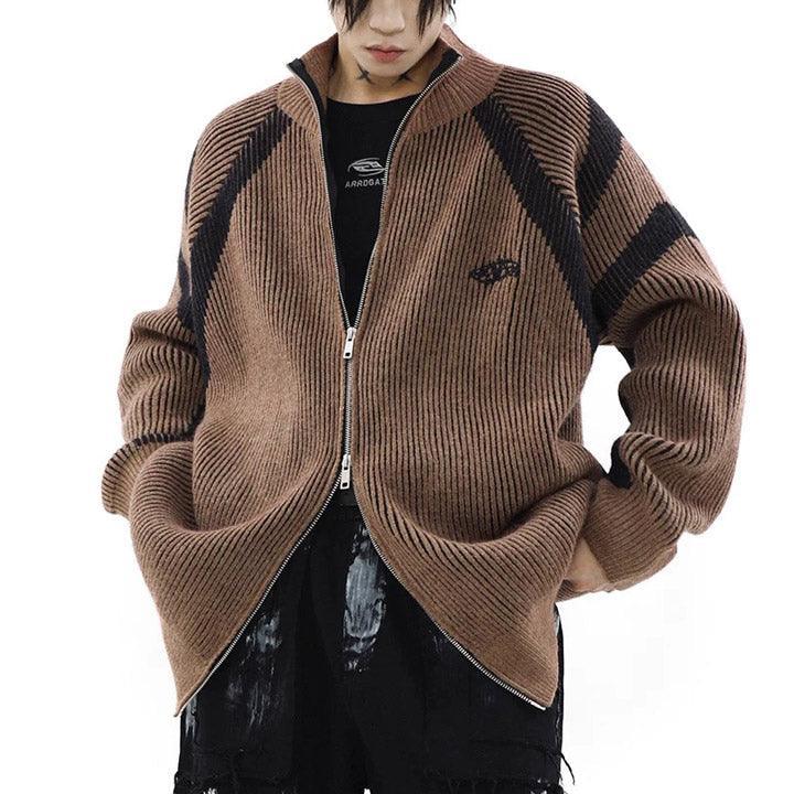 Tntwear® Chunky Striped Knit Cardigan Sweater - tntwear1