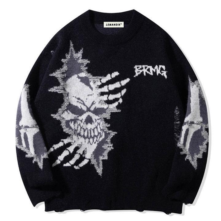 Tntwear® Dark Gothic Sweater Skull and Bone - tntwear1