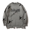 Tntwear® Gothic Punk Knit Sweater Ripped Hem - tntwear1