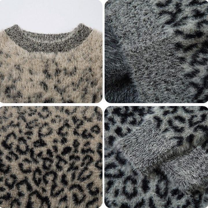 Tntwear® Mohair Knit Sweater Full Leopard - tntwear1