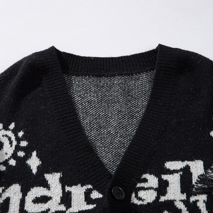 Tntwear® Ripped Sweater Cardigan Spider Print - tntwear1