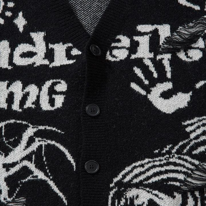 Tntwear® Ripped Sweater Cardigan Spider Print - tntwear1