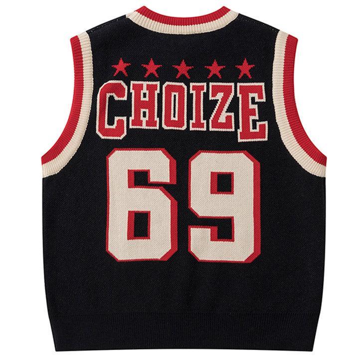 Tntwear® Star Varsity Sweater Vest Number 69 - tntwear1
