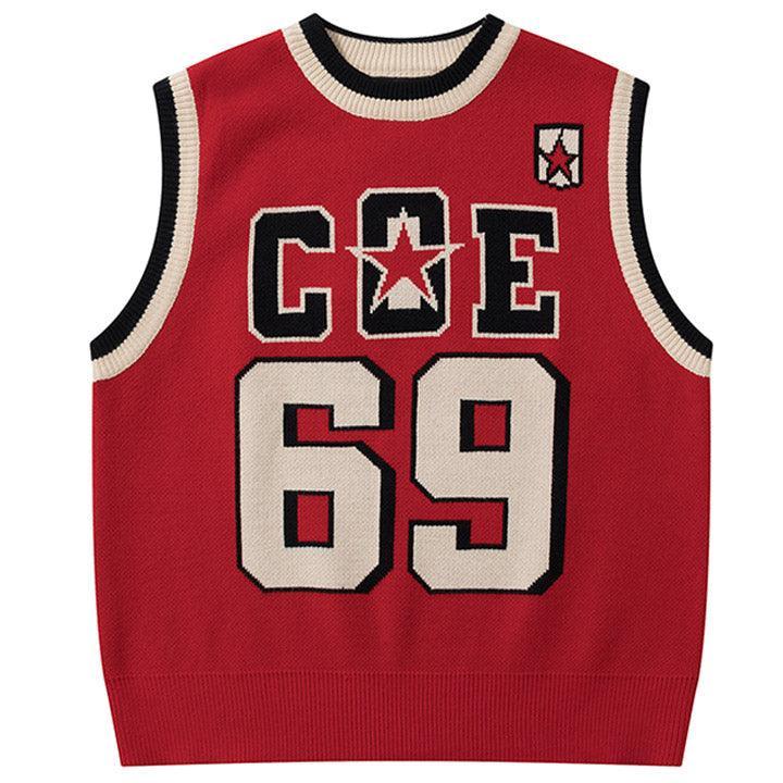 Tntwear® Star Varsity Sweater Vest Number 69 - tntwear1
