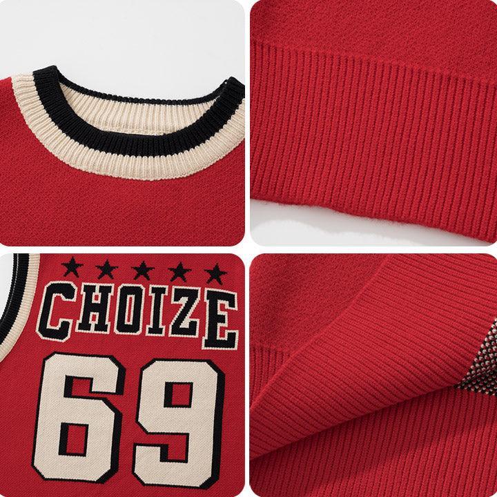 Tntwear® Star Varsity Sweater Vest Number 69 - tntwear1