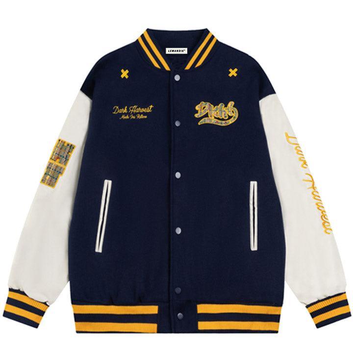 Tntwear® Faux Wool Varsity Jacket Check Patch - tntwear1
