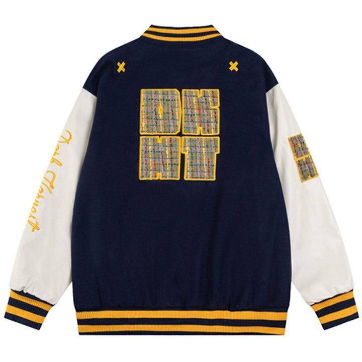 Tntwear® Faux Wool Varsity Jacket Check Patch - tntwear1