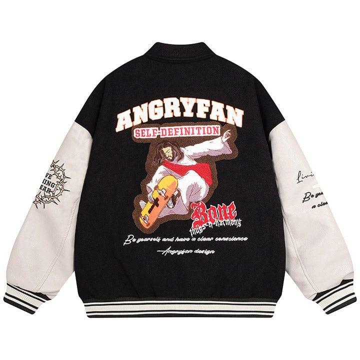 Tntwear® Jesus Riding Skateboard Varsity Jacket - tntwear1